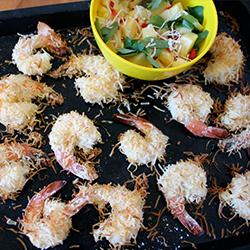 Coconut prawns with pineapple salsa