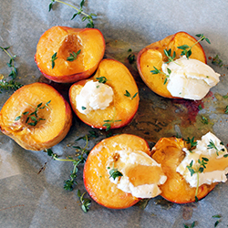 Roasted peaches, goat's cheese, honey & thyme